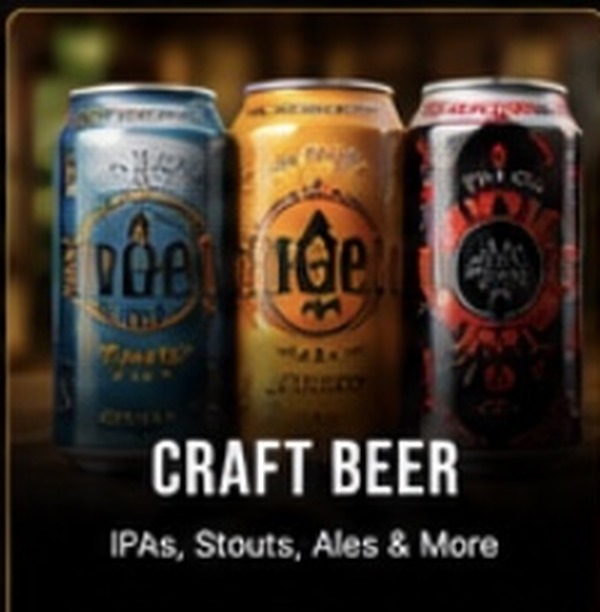 Craft beer cans and IPA selection