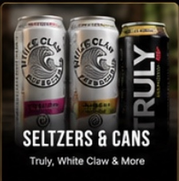 Seltzers and cans including White Claw and Truly